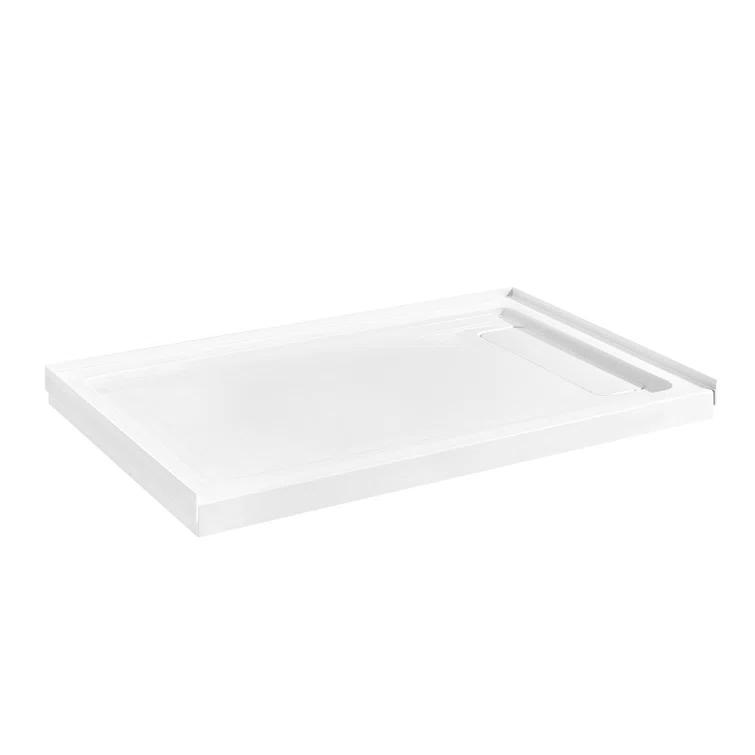 OVE Decors 60" x 34" Rectangle Shower Base Pan, White Acrylic, Hidden Side Drain, Reversible Design