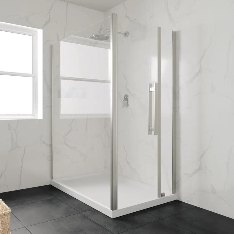 OVE Decors 60" x 34" Rectangle Shower Base Pan, White Acrylic, Hidden Side Drain, Reversible Design