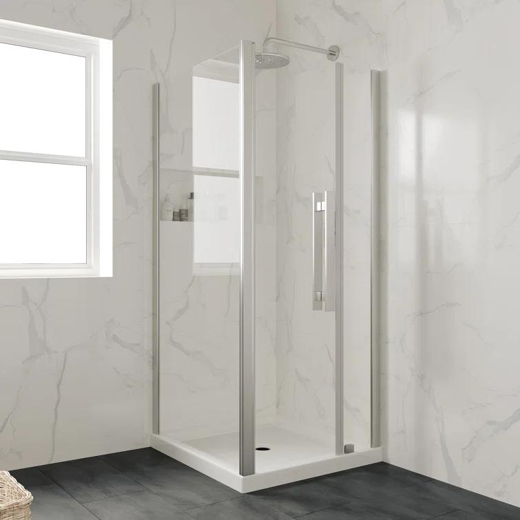 OVE Decors 36" x 32" Rectangle Shower Base Pan, White Acrylic, Center Drain, Reversible Design