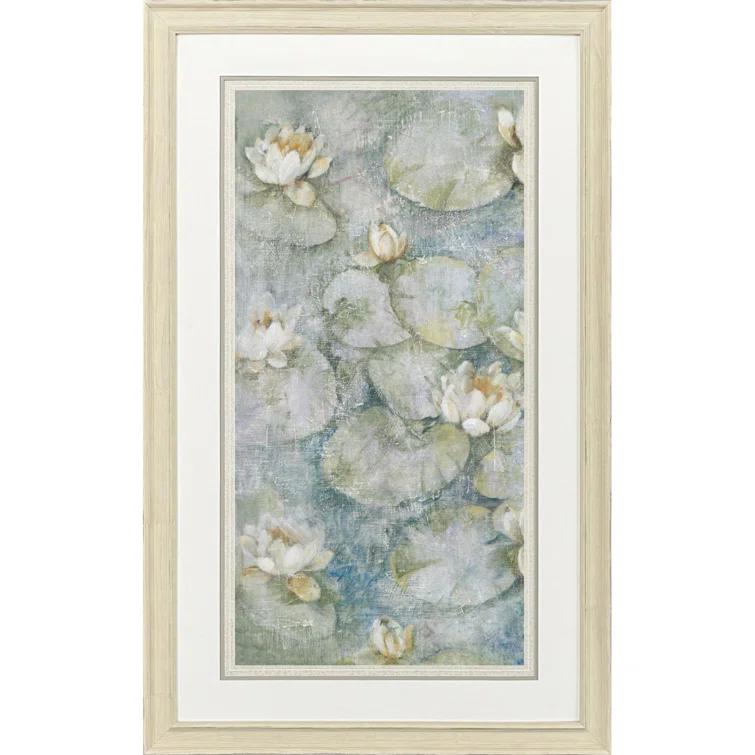 Distressed Ivory Wood Framed Waterlilies Canvas Print