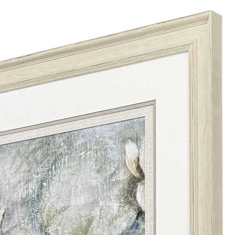 Distressed Ivory Wood Framed Waterlilies Canvas Print