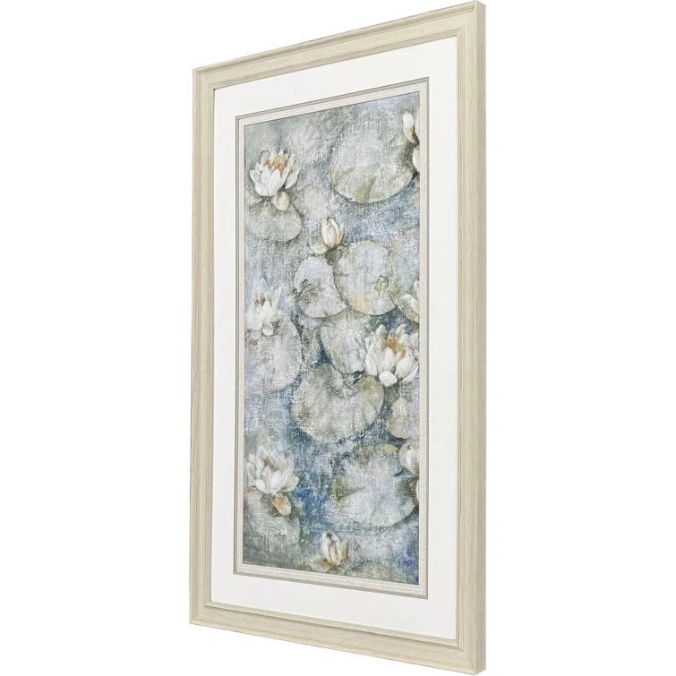 Distressed Ivory Wood Framed Waterlilies Canvas Print