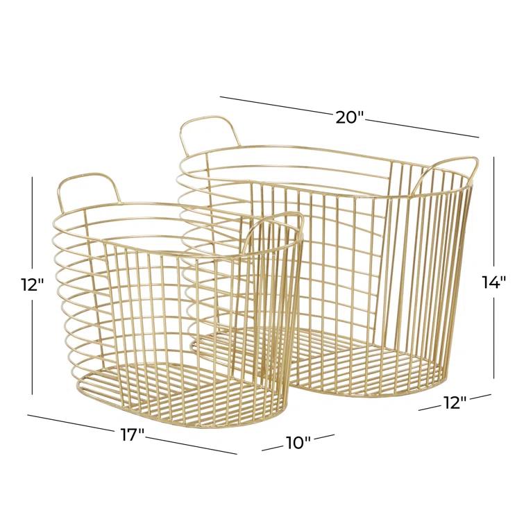 Abbie Metal Basket With Handles - Set of 2