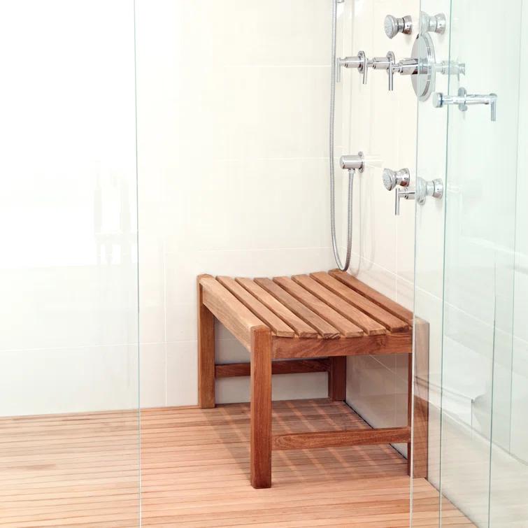 Elite 35.5 in. Natural Teak Wood Outdoor Backless Bench