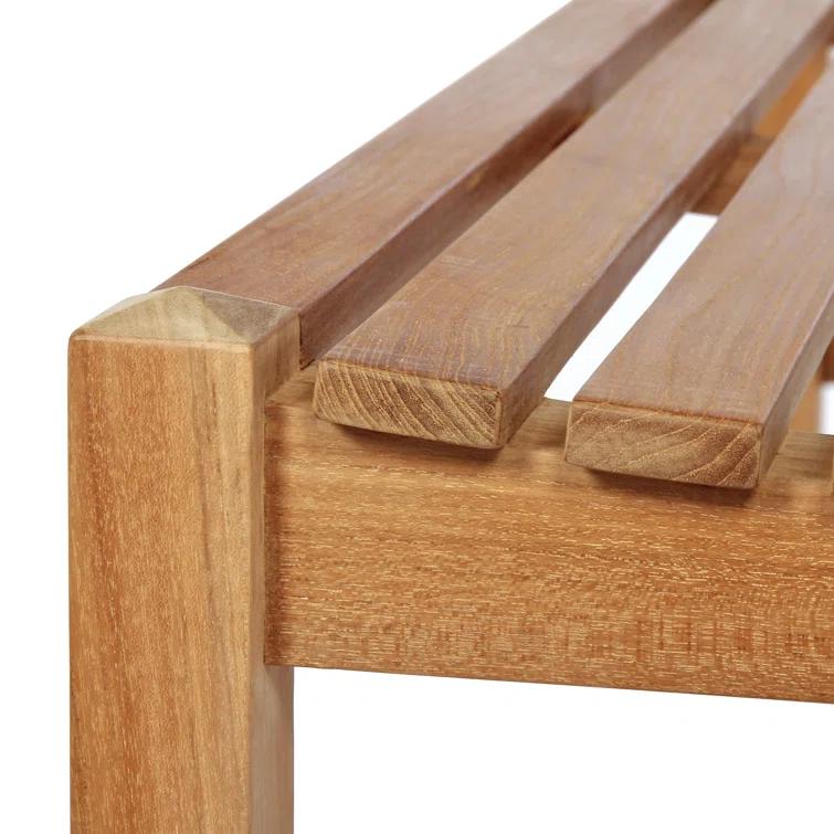 Elite 35.5 in. Natural Teak Wood Outdoor Backless Bench