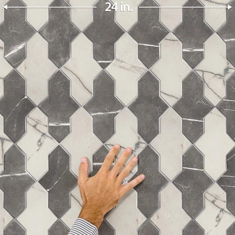 Merola Tile Istanbul Shield Checker 4-3/4 In. X 8-1/4 In. Porcelain Floor And Wall Tile Kit