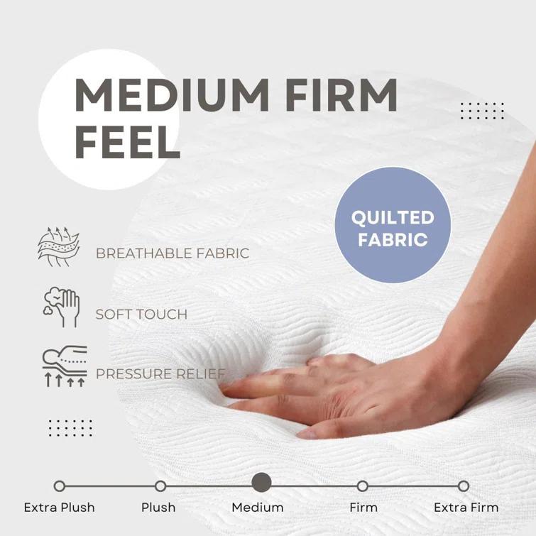 L’Baiet 6” Gel Memory Foam Mattress, Twin Size / Bed in a Box / Medium Firm / Breathable Cooling-Gel Comfort Technology / Pressure Relief / Comfy Support / Soft Fabric Cover / CertiPUR-US Certified