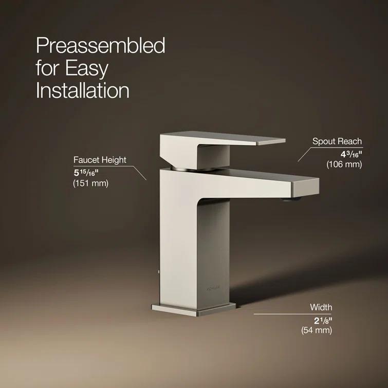 Kohler Honesty Single-Handle Bathroom Faucet with Pop-Up Drain Assembly, One Hole Bathroom Sink Faucet, 1.2 gpm
