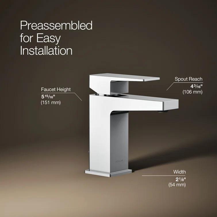 Kohler Honesty Single-Handle Bathroom Faucet with Pop-Up Drain Assembly, One Hole Bathroom Sink Faucet, 1.2 gpm