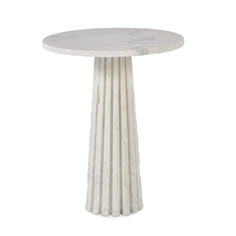 White Marble Round Contemporary Accent Table