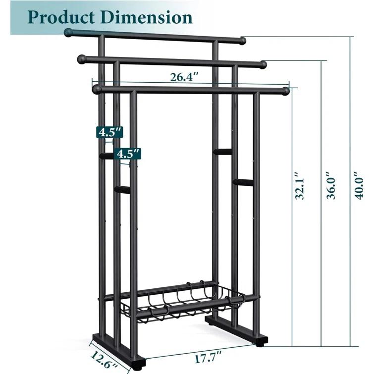 40" High Black 3 Tier Free Standing Towel Rack with Basket - Alloy Steel Stand for Drying & Displaying Oversized Bath Towels in Bathroom, Next to Tub or Shower