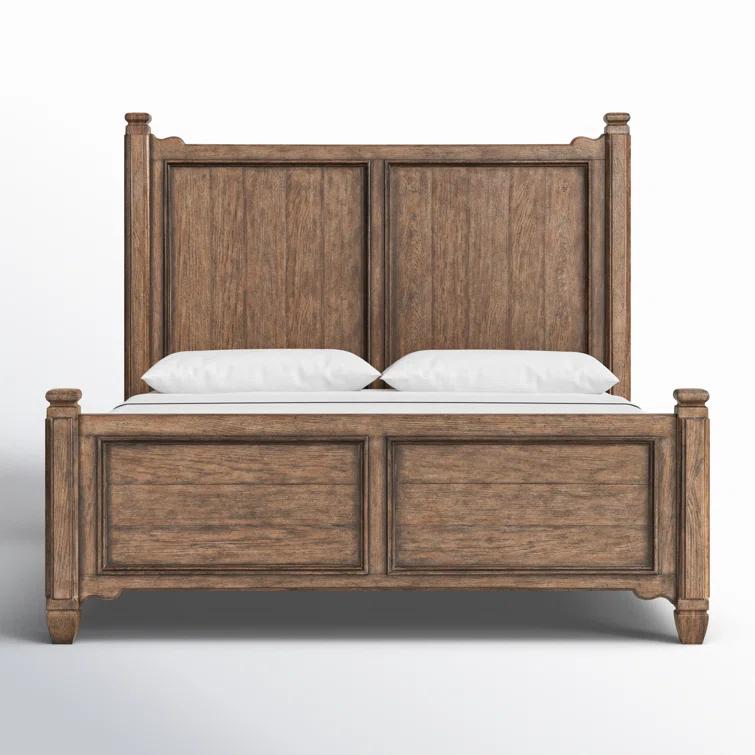 Rustic Brown Queen Wood Panel Bed with Headboard