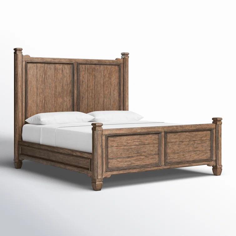Rustic Brown Queen Wood Panel Bed with Headboard