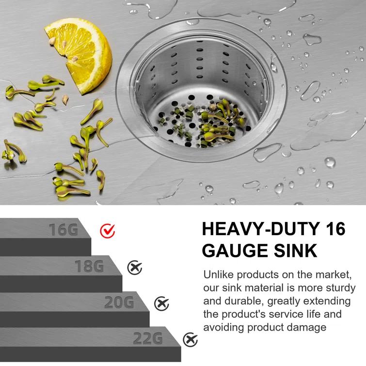 Blenzia 30 Inch Undermount Kitchen Sink 16 Gauge Stainless Steel Single Bowl Handmade Sink 30" X 18" X 10"