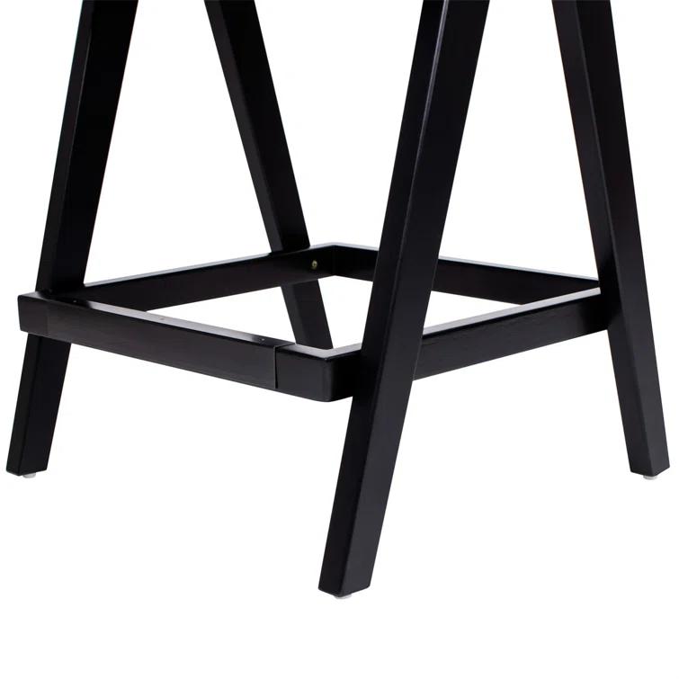 Coulten 25.5" Modern Webbing Back Bar Stool With Arms, Set Of 3, Ebony Black Boucle