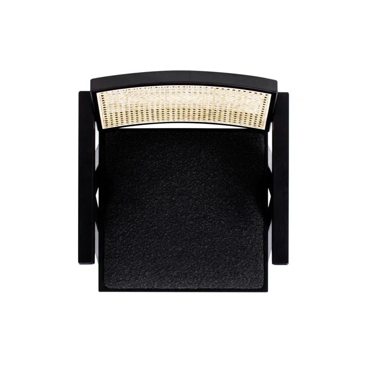 Coulten 25.5" Modern Webbing Back Bar Stool With Arms, Set Of 3, Ebony Black Boucle