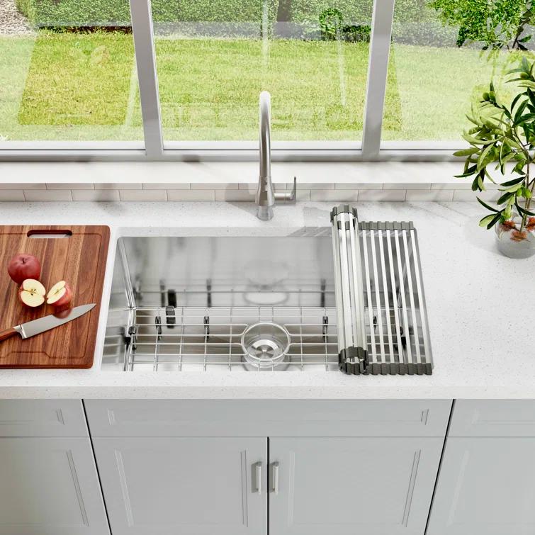 Blenzia 30 Inch Undermount Kitchen Sink 16 Gauge Stainless Steel Single Bowl Handmade Sink 30" X 18" X 10"