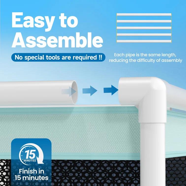 Rebrilliant 007D93BB8F684D4CA4067711D7E12131 Extra Large Pool Storage Bin, 235 Gallons, Waterproof & Heat-Resistant Pvc Mesh, Easy Assembly, 69" L X 32" W X 35" H, Vitality Mint