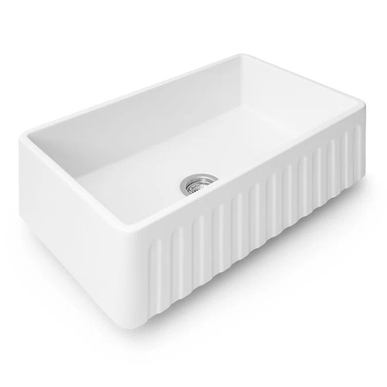 Ruvati 33 inch Fireclay Farmhouse Apron-Front Kitchen Sink Reversible