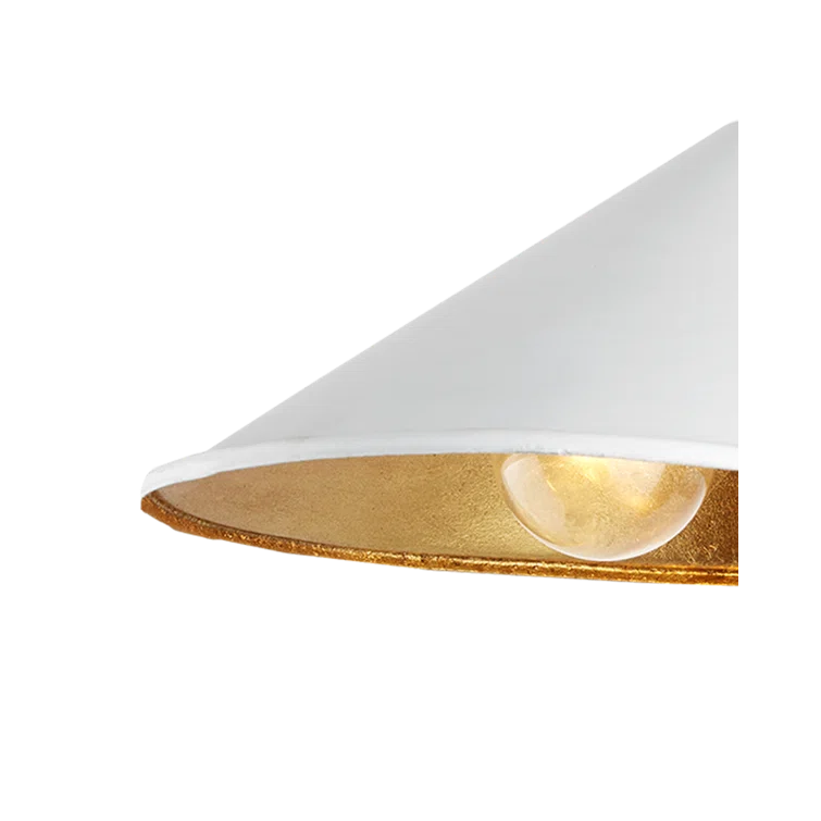 White and Gold Wrought Iron Swing Arm Wall Sconce