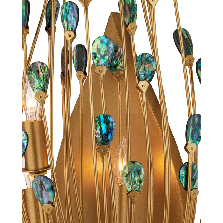 Elegant Gold and Turquoise 3-Light Dimmable Sconce