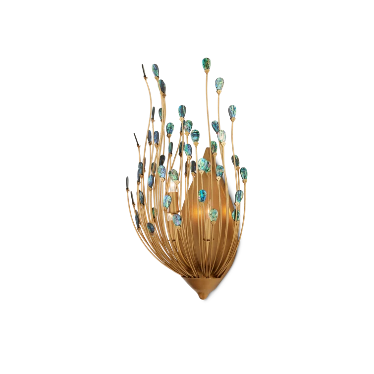 Elegant Gold and Turquoise 3-Light Dimmable Sconce