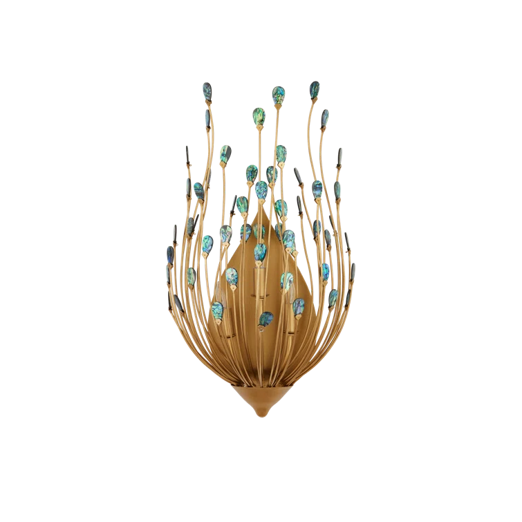 Elegant Gold and Turquoise 3-Light Dimmable Sconce