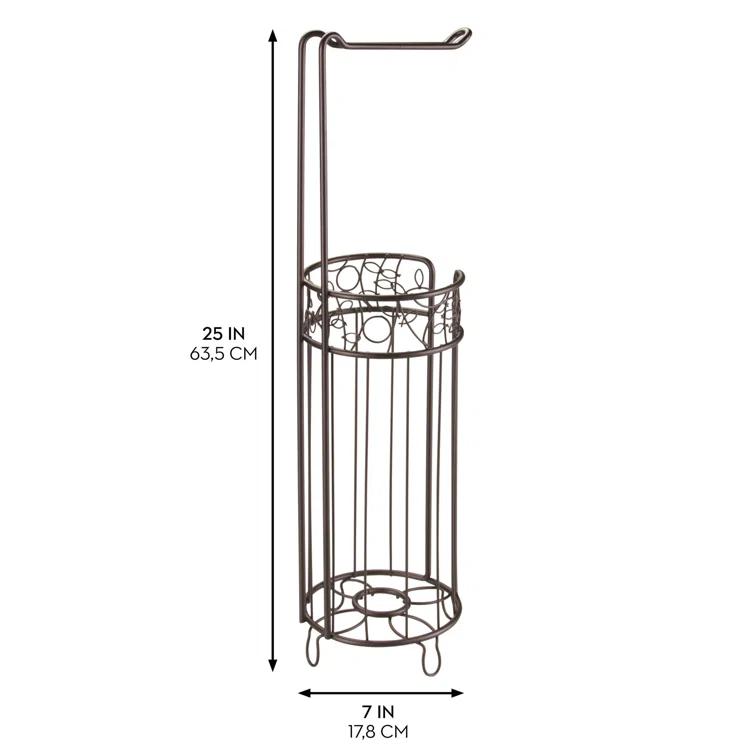 iDesign Twigz Steel Free-Standing Toilet Paper Storage Dispenser - 7" x 7" x 25", Bronze