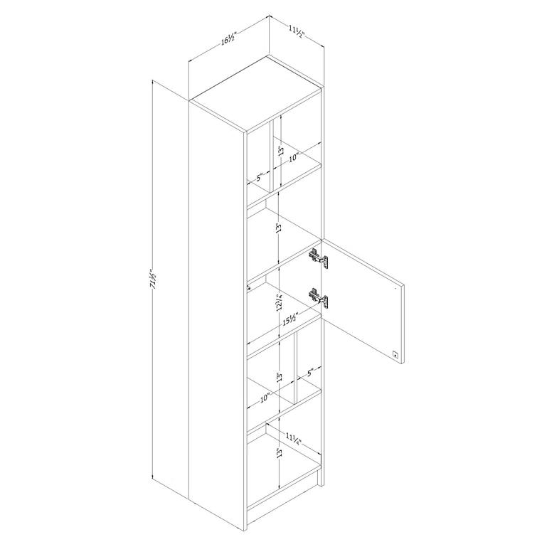 Liora Narrow 5-Shelf Narrow Bookcase