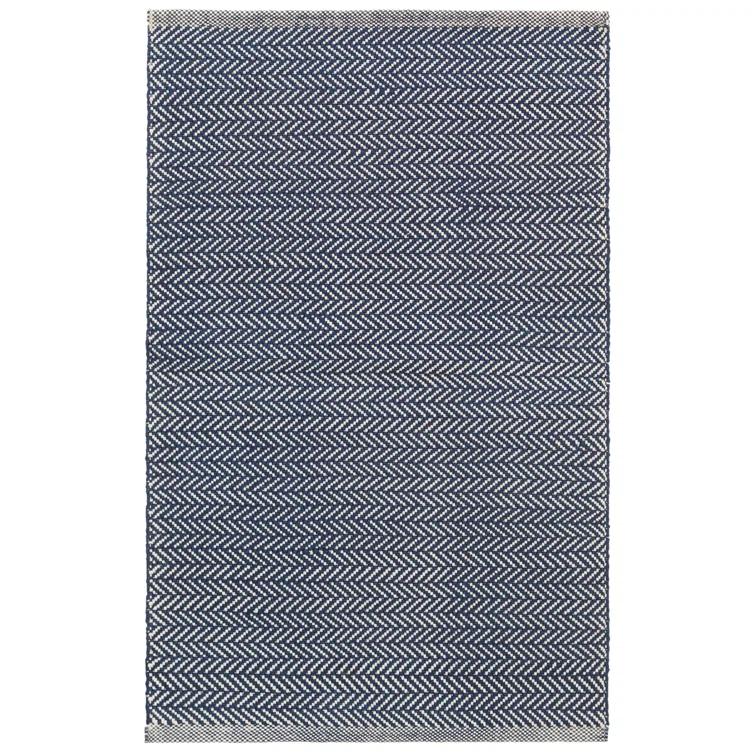 Herringbone Navy/Ivory Handwoven Indoor/Outdoor Rug
