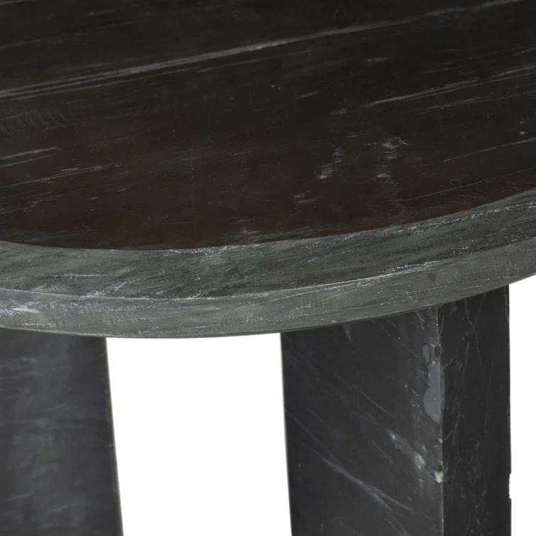 Small Round Black Marble Nesting Coffee Table with Storage