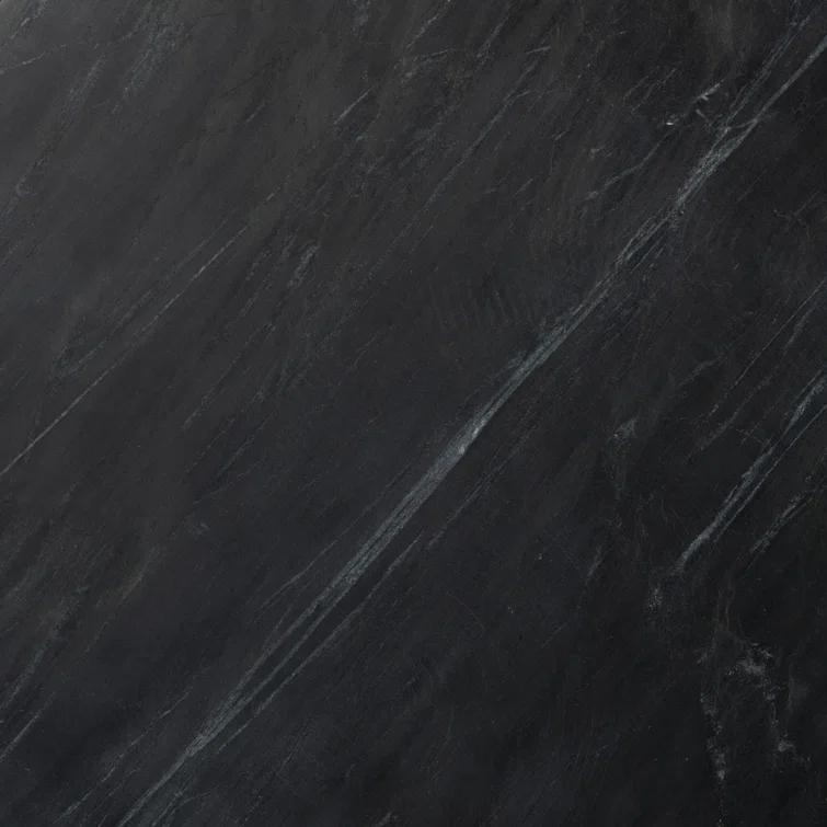 Small Round Black Marble Nesting Coffee Table with Storage