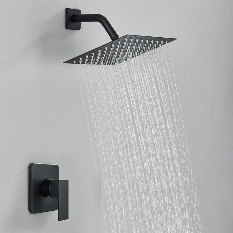 Matte Black Shower Faucet Set Bathroom Rain Shower System 8in Shower Head Combo