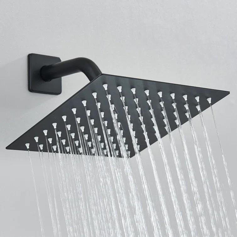 Matte Black Shower Faucet Set Bathroom Rain Shower System 8in Shower Head Combo