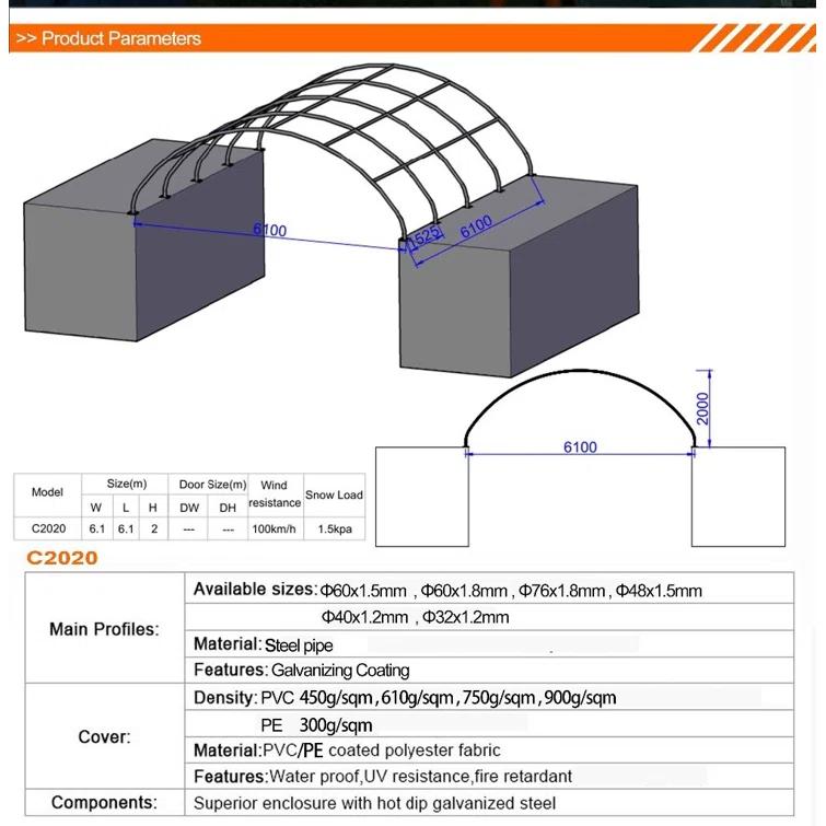 20'x20' Shipping Container Canopy Shelter 15oz PVC
