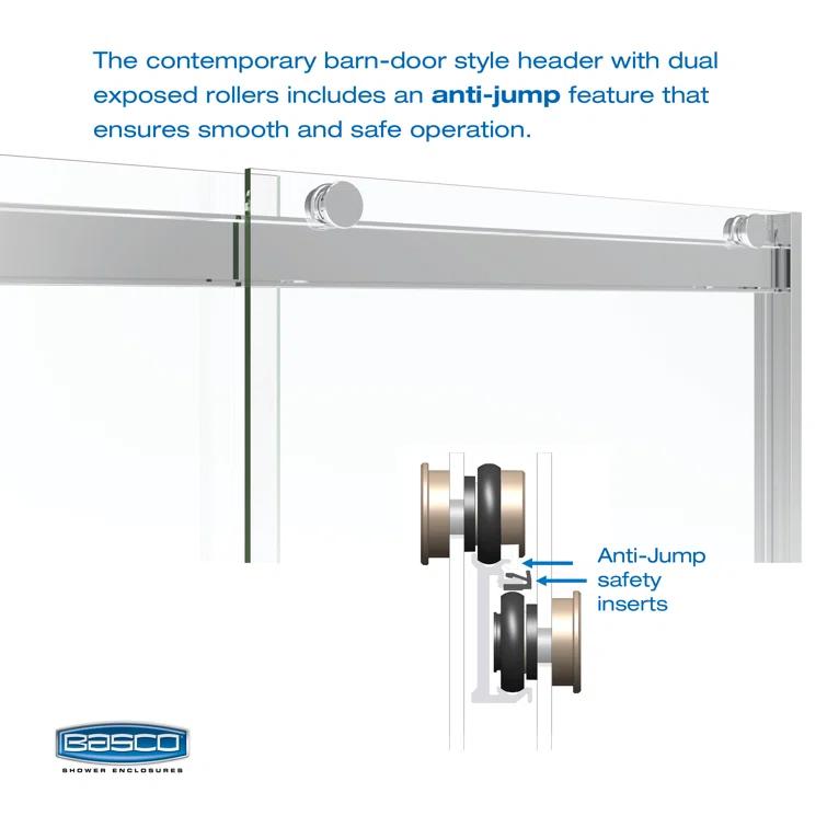 Arelo 56" - 60" W x 72" H Semi-Frameless Shower Door