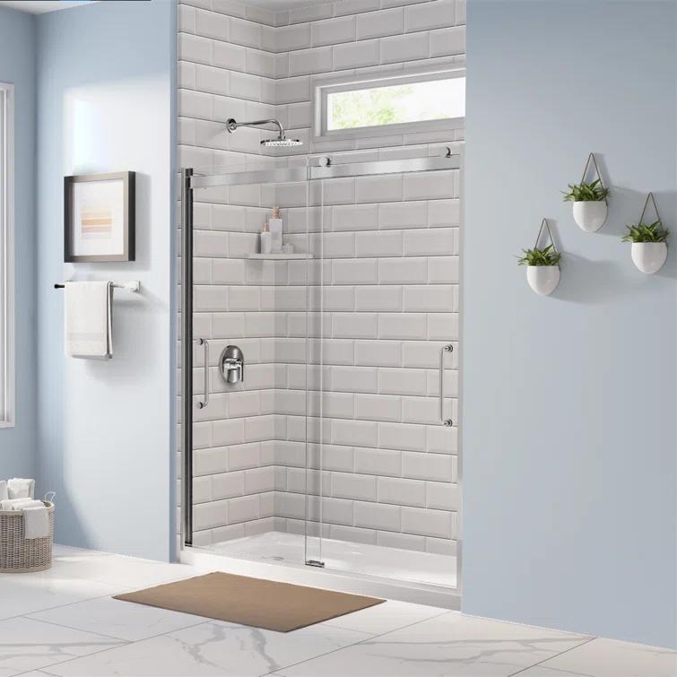 Arelo 56" - 60" W x 72" H Semi-Frameless Shower Door