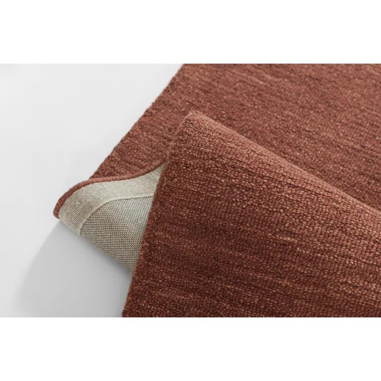 Momeni 5'x8' James Solid Handtufted Area Rug Rust: Wool, Low Pile, Indoor, Rectangle, Cotton Backing, Vacuum Care
