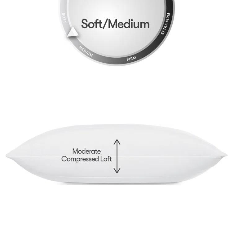 Serta Serta Down Illusion Cool Quilted Pillows King Size Pillows Set of 2, Soft/Medium, 20 In x 36 In, White (Set of 2)