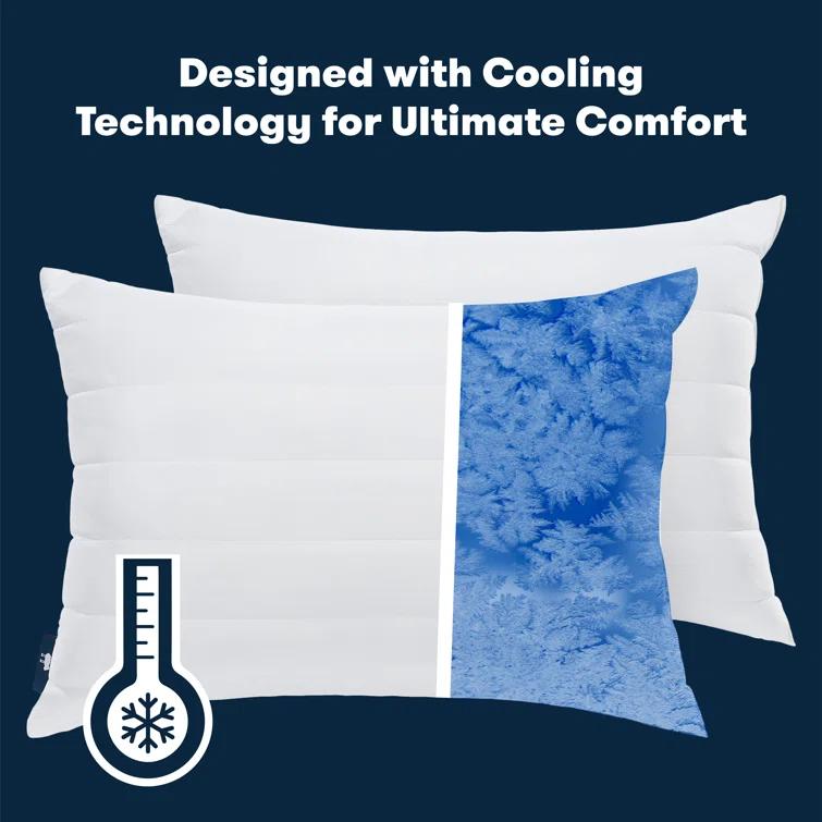 Serta Serta Down Illusion Cool Quilted Pillows King Size Pillows Set of 2, Soft/Medium, 20 In x 36 In, White (Set of 2)