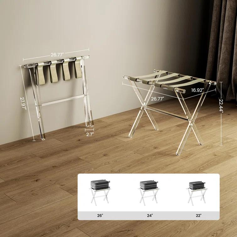 IFBECT Acrylic Luggage Rack with Beige Leather Straps