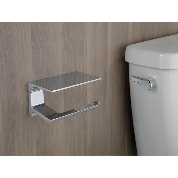 Pivotal Wall Mount Single Post Toilet Paper Holder with Shelf Bath Hardware Accessory