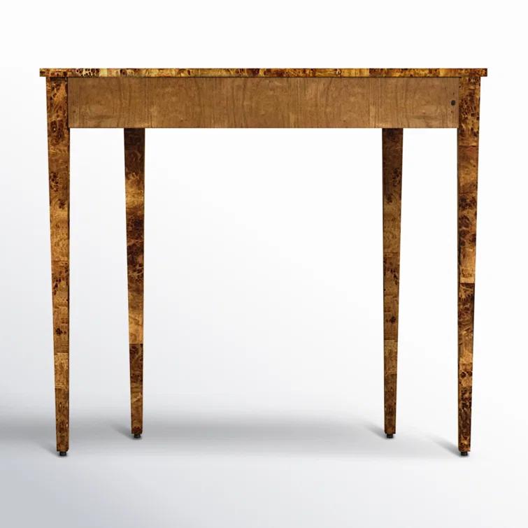 bali & pari Jihan Real Burl Wood Half Moon Large Console Table Light Mappa Burl