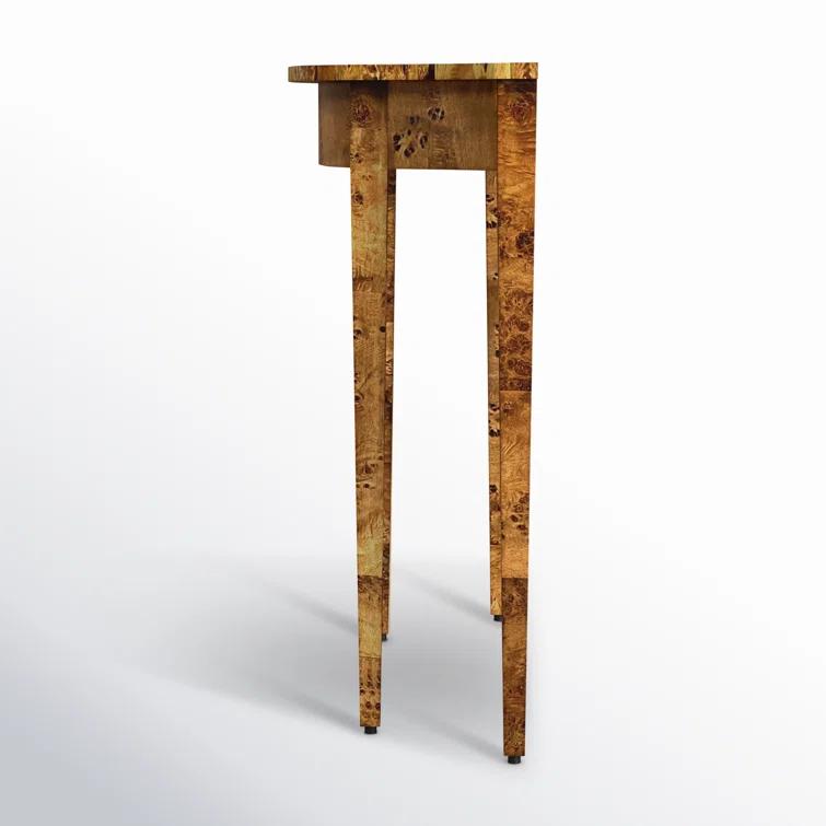 bali & pari Jihan Real Burl Wood Half Moon Large Console Table Light Mappa Burl