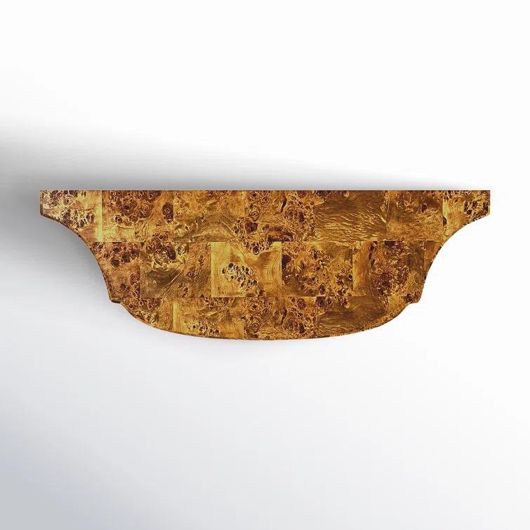 bali & pari Jihan Real Burl Wood Half Moon Large Console Table Light Mappa Burl