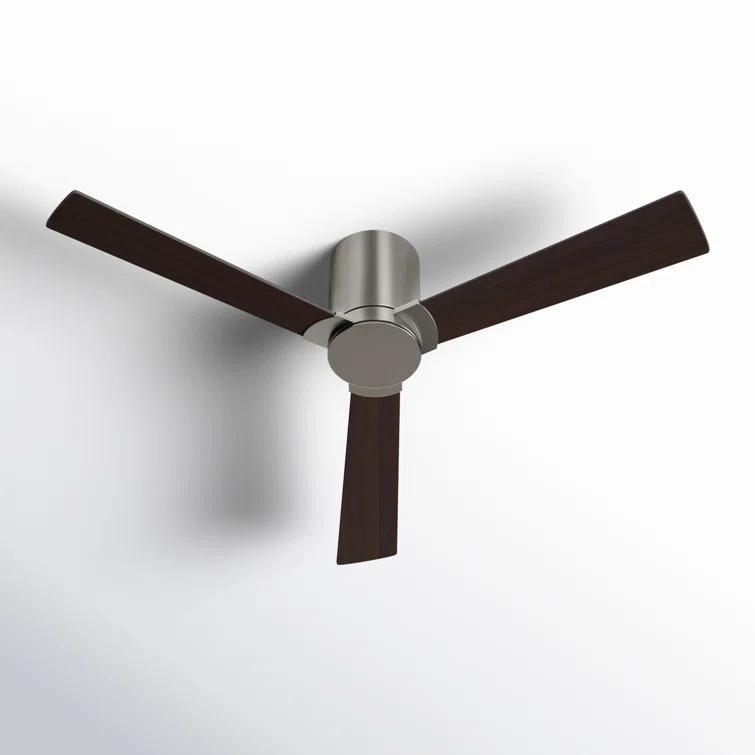 Monte Carlo 3RZHR44BS Rozzen Hugger 44" Ceiling Fan with Remote Control, Reversible DC Motor, Damp Rated, 3 Reversible Blades (Silver and American Walnut)