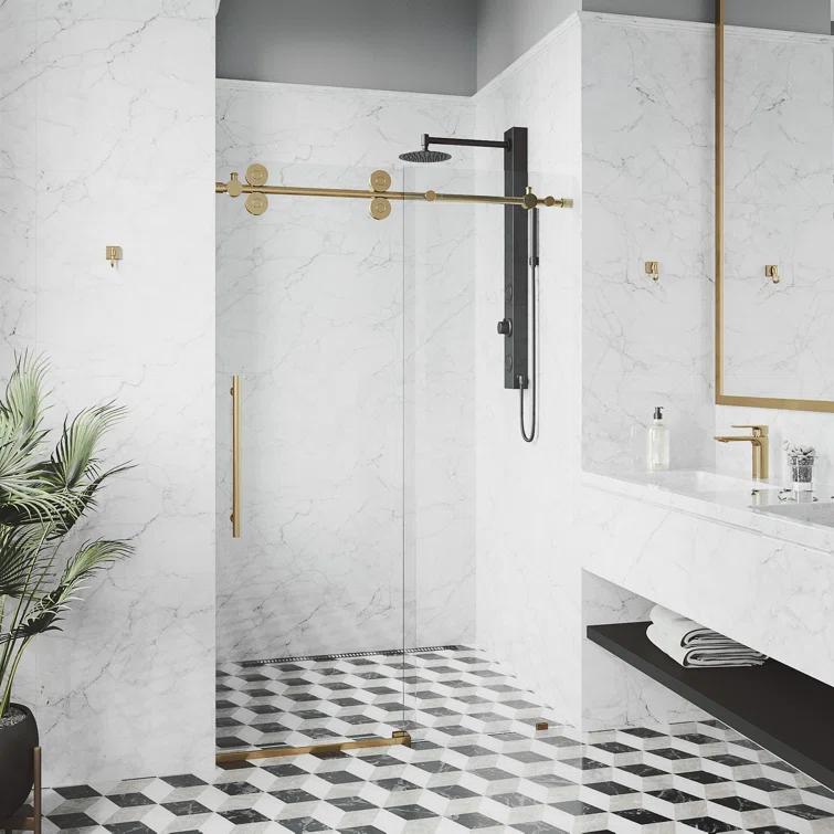 Elan 56-60" W x 74" H Sliding Frameless Shower Door with 3/8" Clear Glass