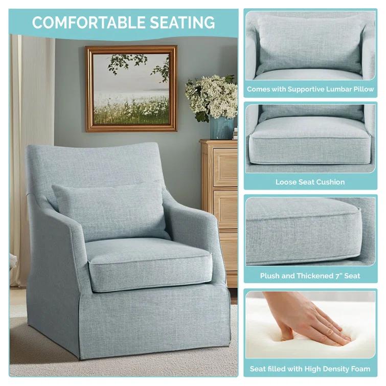 Martha Stewart London 360°Swivel Armchair with Lumbar Pillow