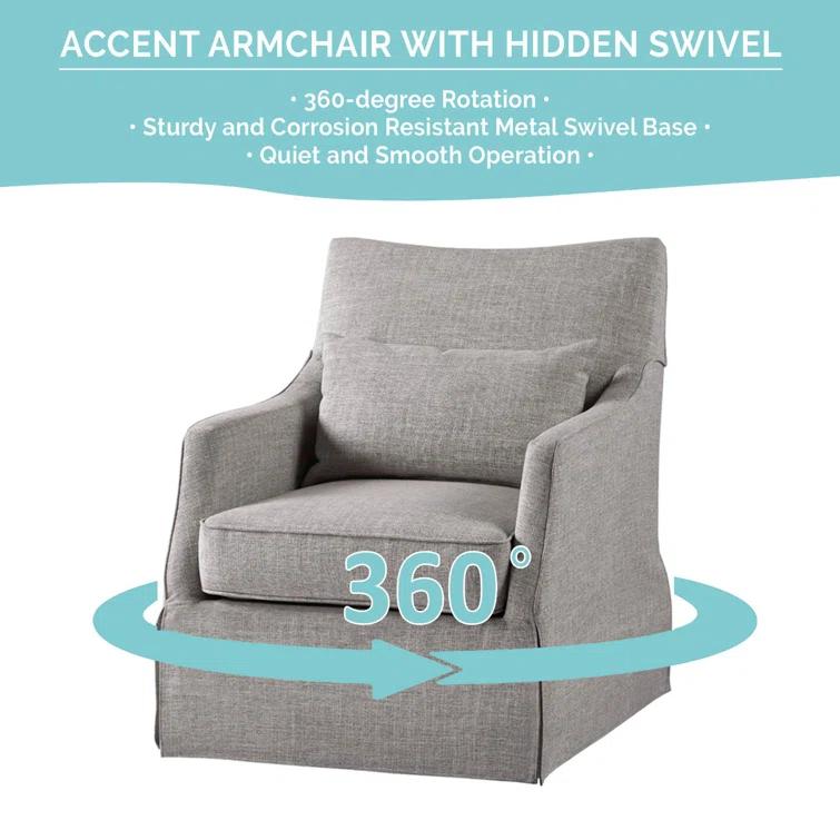 Martha Stewart London 360°Swivel Armchair with Lumbar Pillow