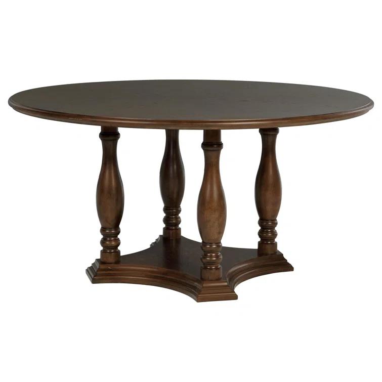 Landon 60-Inch Round Wood Pedestal Dining Table Rich Brown